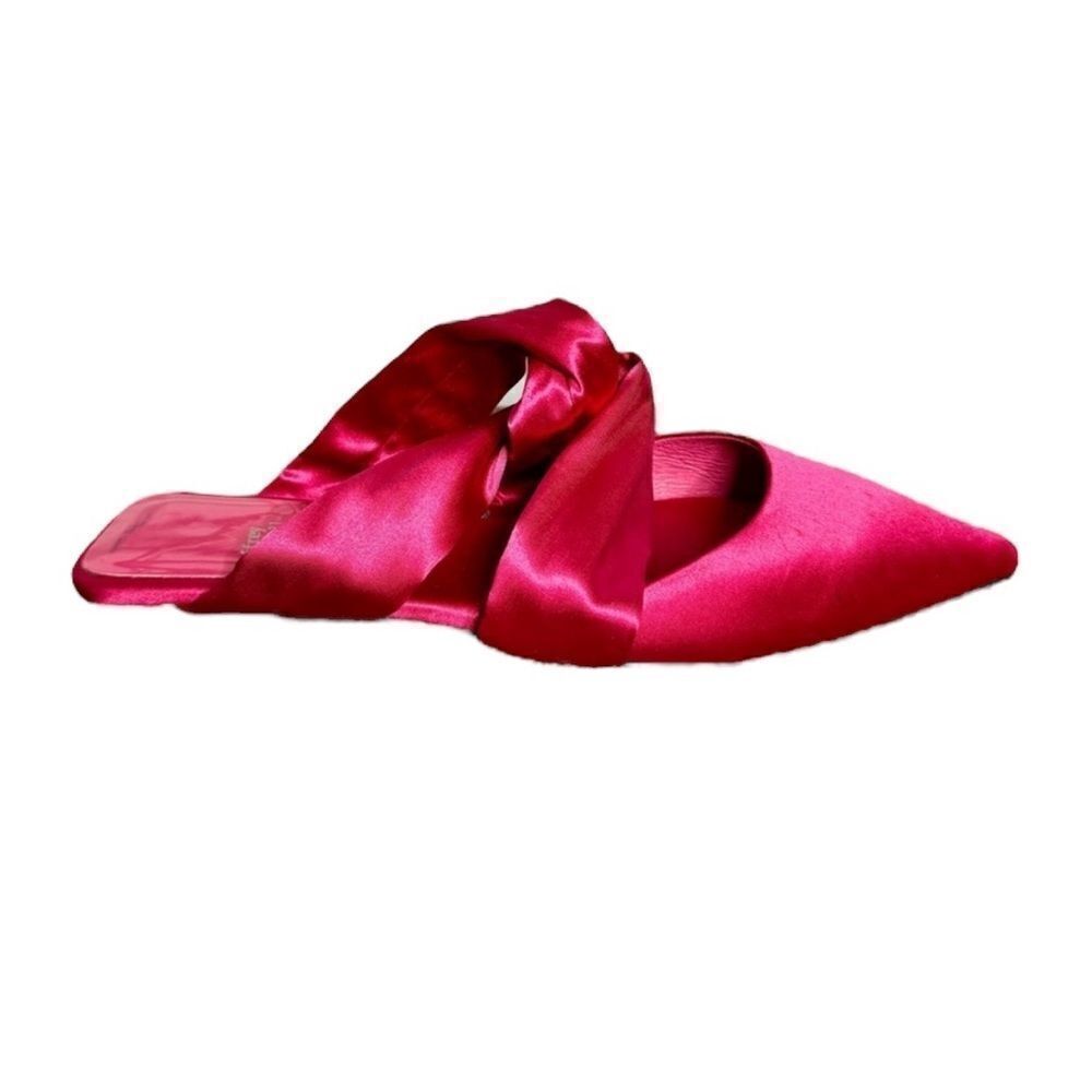 Jeffrey Campbell hot pink satin bow slip on shoes size 7 New Pretty Barbie